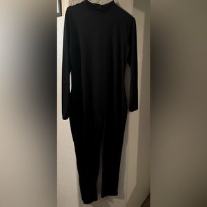 Black Women Long Sleeve High Neck Bodycon Full Length Jumpsuit